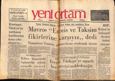 Yeni Ortam Gazetesi 5 Ağustos 1974 - Hayat Holdingin Kurulması İçin Çalışmalara Hız Verildi GZ87124 - 1