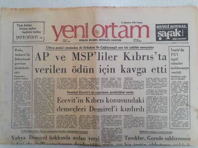 Yeni Ortam Gazetesi - 8 Ağustos 1975 - AP İle MSPliler Kıbrısta Verilen Ödün İçin Kavga Etti GZ112328 - 1