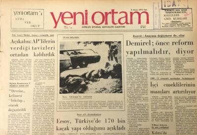 Yeni Ortam Gazetesi 9 Ocak 1973 DemirelÖnce Reform GZ39218 - 1