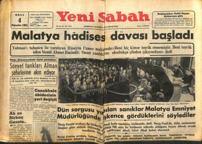 Yeni Sabah 4 Ağustos 1953 - Sovyet Tankları Alman Şehirlerine Akın Ediyor. - Beyaz Zehirle Mücadele Kanunun İlk Suçluları. GZ123700 - 1