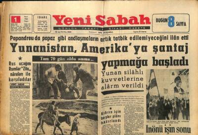 Yeni Sabah Gazetesi - 1 Mart 1964 - Bir Kadın, NATOya Ait Evrakı Çalmaktan Sanık - İnönü Zam İstiyor GZ124147 - 1