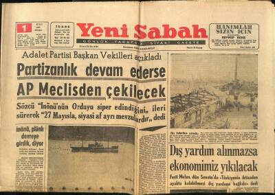 Yeni Sabah Gazetesi 1 Şubat 1963 - Kemer Barajı , Aydın Ovasını Tehdit Ediyor - Zeki Müreni Kiracısı Dava Etti GZ124065 - 1