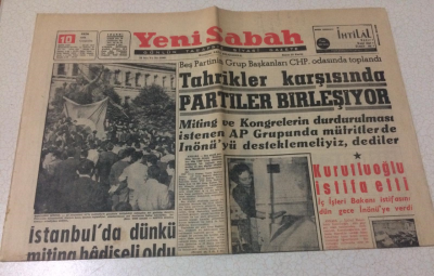 Yeni Sabah Gazetesi 10 Ekim 1962 - İstanbulda Dünkü Miting Hadiseli Oldu - GZ15489 - 1
