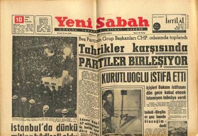 Yeni Sabah Gazetesi 10 Ekim 1962 - Kurutluoğlu İstifa Etti - Batmanda Yeni Petrol Bulundu GZ123760 - 1