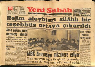 Yeni Sabah Gazetesi 10 Mayıs 1961 - Ekrem Alican Yine , CHP İktidarı Alamaz dedi - MBK Anayasayı Müzakere Ediyor GZ124095 - 1