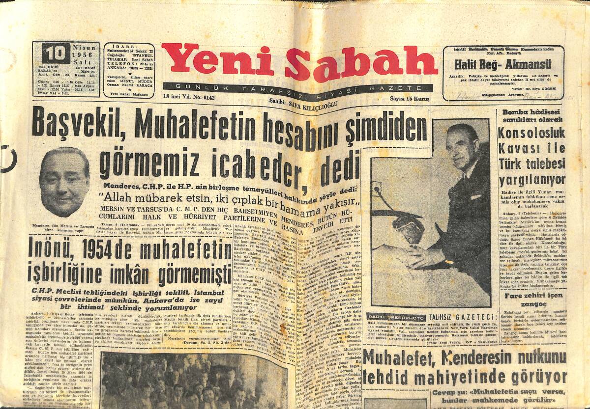 Yeni Sabah Gazetesi 10 Nisan 1956 - Londra Sosyetesini Meşgul Eden Facia - Valerrie Murray Çok Güzel Ve Asil Bir Kızdı GZ141853 - 1