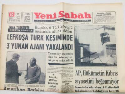 Yeni Sabah Gazetesi 10 Şubat 1964 - Lefkoşa Türk Kesiminde 3 Yunan Ajan Yakalandı GZ53372 - 1