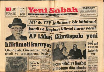 Yeni Sabah Gazetesi 11 Aralık 1963 - AP Lideri Gümüşpala Yeni Hükümeti Kuruyor - İşcan Belediye Reisliği Koltuğuna Dün Oturdu GZ123883 - 1