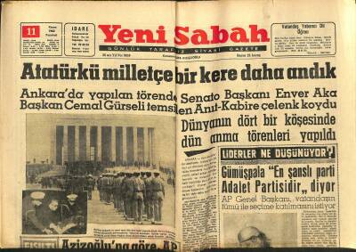 Yeni Sabah Gazetesi 11 Kasım 1963 - Japonyadaki Maden Kazasında Ölü Sayısı Dün 452e Yükseldi - Galatasaray Zuriche Bugün Gidiyor GZ123825 - 1