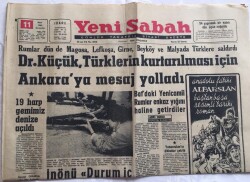 Yeni Sabah Gazetesi 11 Mart 1964 - İnönü Durum İç Harp Diyor , 19 Harp Gemimiz Denize Açıldı GZ6469 - 2
