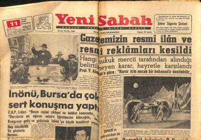 Yeni Sabah Gazetesi 11 Ocak 1960 - Almanyada NATO Aleyhtarı Toplantılar - Gazetemizin Resmi İlân Ve Resmi Reklamları Kesildi GZ123729 - 1