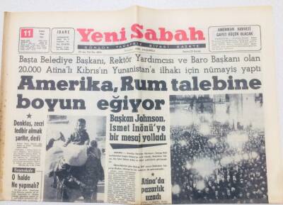 Yeni Sabah Gazetesi 11 Şubat 1964 - Amerika Rum Talebine Boyun Eğiyor GZ53371 - 1