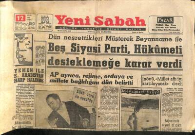 Yeni Sabah Gazetesi - 12 Ekim 1962 - Yemen İle Arabistan Harp Halinde GZ110303 - 1