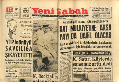 Yeni Sabah Gazetesi 12 Kasım 1963 - Muhterem Nurun Marazi Kıskanç Olduğu İddia Edildi - YTP İnönüyü Savcılığa Şikayet Etti GZ123826 - 1