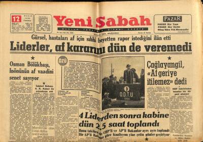 Yeni Sabah Gazetesi 12 Mayıs 1962-Gürsel,Hastaları Af İçin Sıhhi Heyetten Rapor İstediğini İlan Etti-Apaka Göre İsrail Takımı Macarlardan Daha Çetin GZ123858 - 1