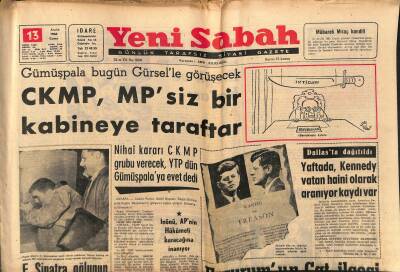 Yeni Sabah Gazetesi 13 Aralık 1963 - Marilynin Yerini Alan Genç Yıldız June Wilkinson - F. Sinatra Oğlunun Dönüşünü Kutladı GZ123885 - 1