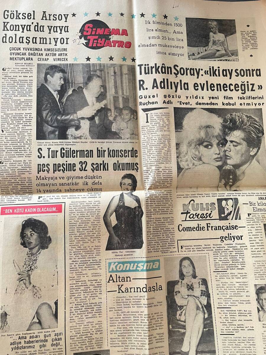 Yeni Sabah Gazetesi 13 Ekim 1963 - Türkan Şoray: İki Ay Sonra R. Adlı'yla Evleneceğiz - Galatasaray İkinci Turda GZ148648 - 2