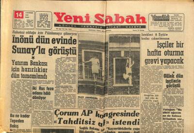 Yeni Sabah Gazetesi 14 Ağustos 1962 - Tütün Satışı İçin Borsa Kuruluyor - Ereğlide 150 İşçi Dün de Yürüyüş Yaptı GZ123838 - 1