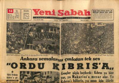 Yeni Sabah Gazetesi 14 Mart 1964 - Rumların Saldırıları Dün de Devam Etti - Atina Tepki Gösterecekmiş GZ124376 - 1