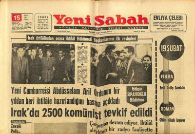 Yeni Sabah Gazetesi 15 Şubat 1963 - Irakda 2500 Komünist Tevkif Edildi - Pele , Öğretici Film Çevirmeyi Reddetti GZ123751 - 1