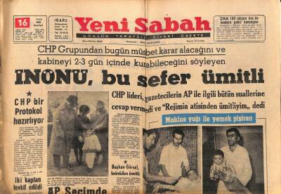 Yeni Sabah Gazetesi 16 Aralık 1963 - Amerikada Bir Baraj Çöktü , Zarar Büyük - İnönü , Bu Sefer Ümitli GZ123888 - 1