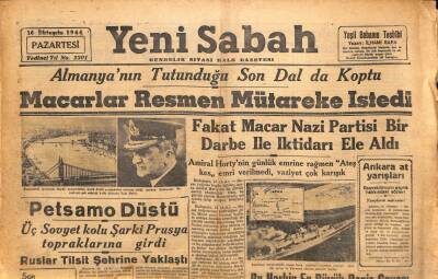 Yeni Sabah Gazetesi 16 Ekim 1944 - Pasifikte Amerikan - Japon Filoları Şiddetle Çarpışıyor GZ71098 - 1