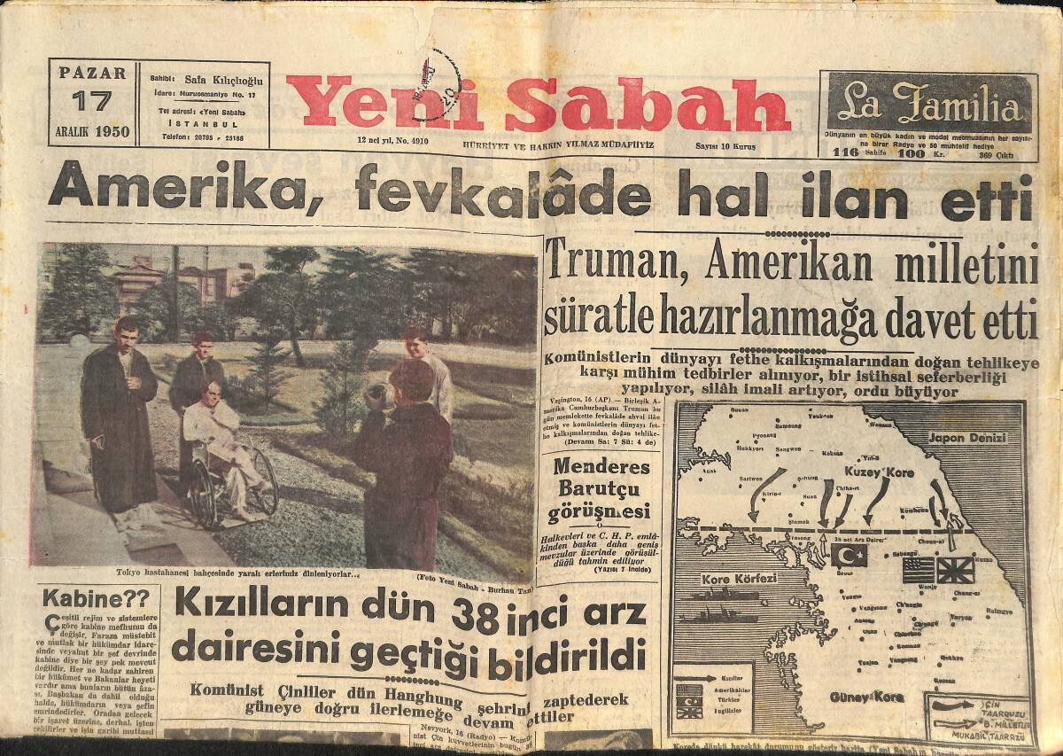 Yeni Sabah Gazetesi 17 Aralık 1950 - Amerika, Fevkalade Hal İlan Etti - Attlee, Atom Bombasının Nasıl Atılacağını Anlattı GZ146765 - 1