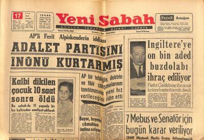 Yeni Sabah Gazetesi 17 Nisan 1963 - İngiltereye 10 Bin Aded Buzdolabı İhraç Ediliyor - Bayan Kennedy 3. Çocuğuna Hamile GZ123864 - 1