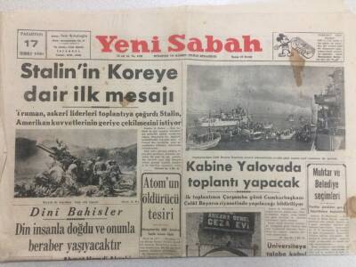 Yeni Sabah Gazetesi 17 Temmuz 1950 - Stalinin Koreye Dair İlk Mesajı GZ52185 - 1