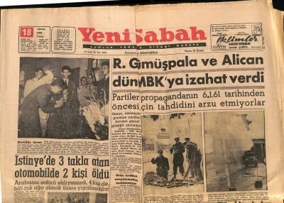 Yeni Sabah Gazetesi 18 Ağustos 1961 - R. Gümüşpala Ve Alican Dün MBKya İzahat Verdi GZ124177 - 1