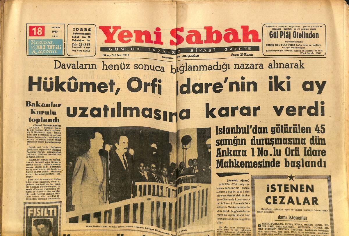 Yeni Sabah Gazetesi 18 Haziran 1963 - İngiltere'de Skandallar Senesi - Jayne Mansfield Hamburg'da Film Çeviriyor GZ148507 - 1