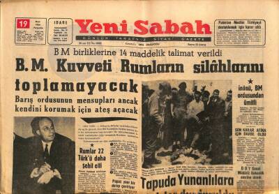 Yeni Sabah Gazetesi 19 Mart 1964 - Kraliçe Süreyyaya Yeni Partöner Bulundu - B.M. Kuvveti Rumların Silâhlarını Toplamayacak GZ124181 - 1