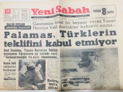 Yeni Sabah Gazetesi 19 Ocak 1964 - Palamas Türklerin Teklifini Kabul Etmiyor GZ53352 - 1