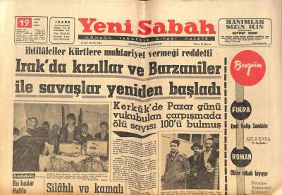 Yeni Sabah Gazetesi 19 Şubat 1963 - Irakda Kızıllar Ve Barzaniler İle Savaşlar Yeniden Başladı GZ124907 - 1