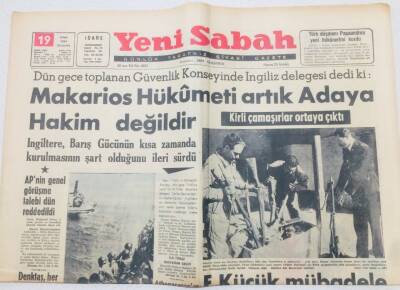 Yeni Sabah Gazetesi 19 Şubat 1964 - Makarios Hükümeti Artık Adaya Hakim Değildir GZ53365 - 1