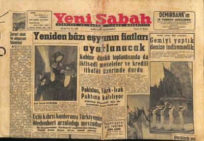 Yeni Sabah Gazetesi 2 Temmuz 1955 - Pakistan , Türk-Irak Paktına Katılıyor GZ114550 - 1