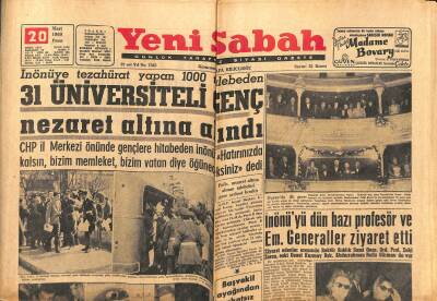 Yeni Sabah Gazetesi 20 Mart 1960 - İsraille Klering Anlaşması İmzalandı - 31 Üniversiteli Genç Nezaret Altına Alındı GZ123728 - 1
