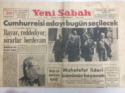Yeni Sabah Gazetesi 20 Mayıs 1950 - Cumhurreisi Adayı Bugün Seçilecek GZ52207 - 1