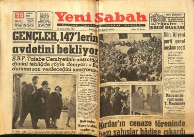 Yeni Sabah Gazetesi 20 Şubat 1961 - Prenses Süreyya Kış Eğlencelerinde - Kurdarın Cenaze Töreninde Bazı Şahıslar Hadise Çıkardı GZ124073 - 1