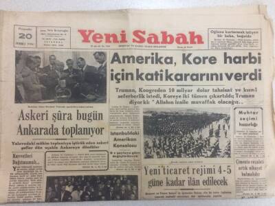 Yeni Sabah Gazetesi 20 Temmuz 1950 - Amerika,Kore Harbi İçin Kati Kararını Verdi GZ52183 - 1