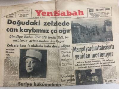 Yeni Sabah Gazetesi 21 Ağustos 1949 - Doğuda ki Zelzelede Can Kaybımız Çok Ağır GZ52206 - 1