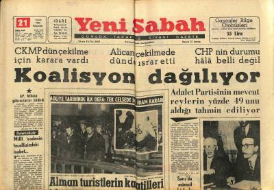 Yeni Sabah Gazetesi 21 Kasım 1963 - Başkan Bin Bella Vakit Bulsa Evlenecekmiş... - Koalisyon Dağılıyor GZ123833 - 1