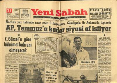 Yeni Sabah Gazetesi 21 Mayıs 1962 - Sirkecide 9 Dükkan Yandı - Cemal Gürsele Göre Hükümet Buhranı Olmayacak GZ123863 - 1