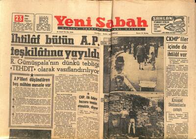 Yeni Sabah Gazetesi 23 Ekim 1961 - Mısırda Rejim Aleyhtarı Kırk Şahıs Tevkif Edildi - Kruşçef Stalincilerle Çatıştı GZ124165 - 1