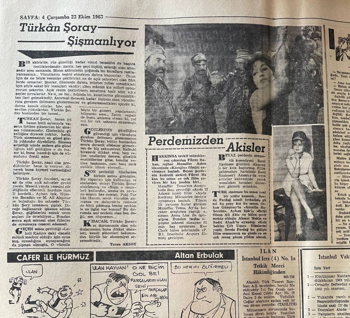 Yeni Sabah Gazetesi 23 Ekim 1963 - Florya Sahil Yolu Çöplük Halini Aldı - Türkan Şoray Şişmanlıyor GZ148850 - 2