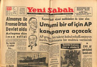 Yeni Sabah Gazetesi 23 Ocak 1963 - Adapazarını Dün Seller İstifa Etti - Dış Borçlar 12 Milyar Lira... GZ123775 - 1