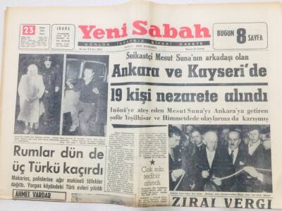 Yeni Sabah Gazetesi 23 Şubat 1964 - İnönüye Suikastten 19 Kişi Nezarete Alındı GZ53362 - 1