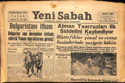 Yeni Sabah Gazetesi 24 Aralık 1944 - Alman Taarruzları İlk Şiddetini Kaybediyor GZ71100 - 1