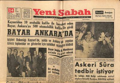 Yeni Sabah Gazetesi 24 Mart 1963 - Selden Trakya Tren Seferleri İptal Edildi - Askeri Sûra Tedbir İstiyor GZ123889 - 1