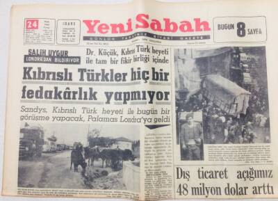 Yeni Sabah Gazetesi 24 Ocak 1964 - Kıbrıs lı Türkler Fedakarlık Yapmıyor GZ53347 - 1